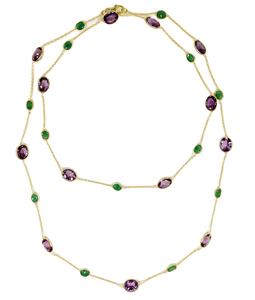 Colliers à longue chaîne en argent Sterling 925, plaqué or, améthyste, émeraude, pierres précieuses - Product Image 1