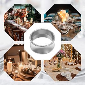 Delicate <b>Silver</b> Alloy Beads <b>Side</b> Metal Napkin Rings Elegant Bling Serviette Buckles Wedding Birthday Party Dining <b>Table</b> - Product Image 4