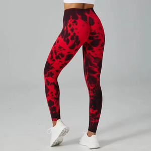 Mallas con logotipo personalizado Tie Dye para mujer, cintura alta, gimnasio, ropa activa, pantalones de Yoga con levantamiento de glúteos, compresión elástica, Scrunch - Product Image 6