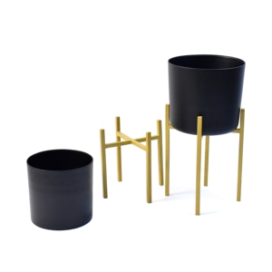 Ensemble de jardinières modernes en fer chromé, 2 pièces, durables et élégantes, pour la maison, les hôtels, les centres commerciaux, décoration de pots de fleurs au sol - Product Image 1