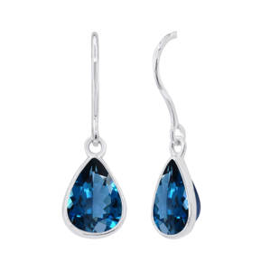 Buy Top Quality Handmade London Blue Topaz Pear Faceted Earring Pendant Set In <b>Solid</b> 925 Sterling <b>Silver</b> Jewelry For Wholesale - Product Image 3