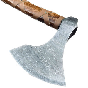 Wholesale Customized OEM ODM Cutlery Factory Damascus Steel Blade Axe with Wooden <b>Handle</b> And Leather Sheath Top Selling Hand Axe - Product Image 3