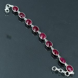 Bracelet pour femme en argent sterling 925 plaqué rhodium avec pierre précieuse rubis, fait à la main, cadeau de mariage pour maman - Product Image 4