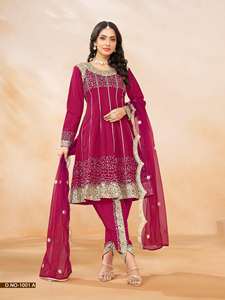 Dernière robe fantaisie tendance vente chaude meilleur costume Salwar en soie d'art lourd et Dupatta avec broderie de séquence exportateur indien - Product Image 3
