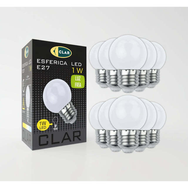 CLAR E27 1W AC 220V LED Spherical Cool White Bulbs 6000K Residential Plastic SMD CE Certified 25000 Hours