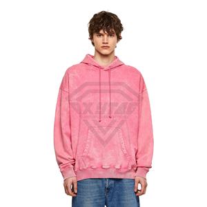 Sudadera con capucha para hombre de algodón orgánico lavado Vintage de peso pesado de talla grande lavado ácido personalizable servicio OEM ropa de invierno - Product Image 1