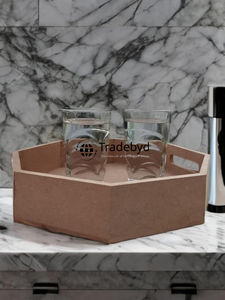 Tradebyd Bandeja de madera MDF hecha a mano Bandeja de servicio multiusos Premium para comedor y bebidas - Product Image 4