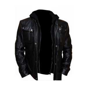Veste en cuir mince personnalisée de haute qualité pour hommes hiver épais bouffée mode caoutchouc mousse masqué - Product Image 1