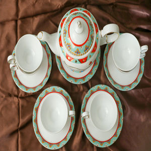 Service à thé en céramique à motif Ma Dao Hoa personnalisable de vente chaude pour service de mariage au restaurant - Product Image 3