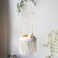 Hamac en macramé, meuble suspendu pour chat, panier en coton bohème, fait main, écologique, de haute qualité