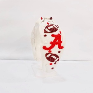 Elegant Alabama <b>Headbands</b> Custom Design | Game Day Custom <b>Headbands</b> | Hand Embellished Crystal Beadwork Top Knotted <b>Headband</b> - Product Image 2