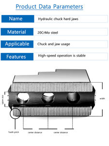 Mâchoire dure en acier pour mandrin hydraulique pneumatique 5 6 8 10 12 15 pouces, mâchoire dure personnalisée, accessoires de mandrin de tour - Product Image 3