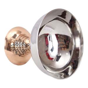 Taza de helado de acero puro Indian Art Villa con soporte de cobre, taza de metal hecha a mano con elegante soporte de cobre - Product Image 3