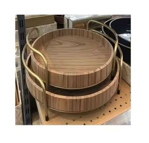 <b>Set</b> of 2 Wooden Tray Tabletop Food <b>Serving</b> Tray for Hotel Wedding and Table Ware Accessories for Wholesale Suppliers - Product Image 6