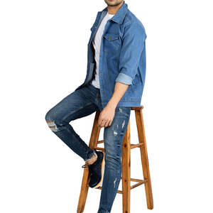 Premium Quality Winter <b>Men</b> <b>Denim</b> <b>Jacket</b> with Front Logo Customizable Design Breathable Fabric OEM Service - Product Image 3