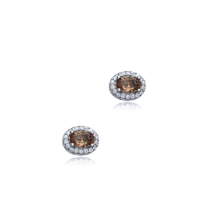 Boucles d'oreilles clous en argent sterling 925, forme ovale, design CZ, pierre Sultanite, fabrication artisanale turque, vente en gros - Product Image 3