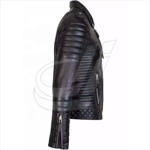 Chaqueta de cuero genuino Unisex 2023, ropa de abrigo personalizada de alta calidad para hombre, Parka con cuello levantado en bloque de Color, venta al por mayor - Product Image 4