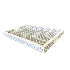 Plateau de service en incrustation d'os avec logo personnalisé circulaire plateau rectangulaire plateaux de service conçus par le fabricant professionnel de l'Inde SCI - Product Image 5