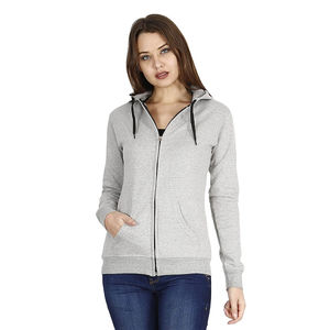 Sweat à capuche doublé pour femme, taille plus, décontracté, durable, conçu sur mesure, anti-rétrécissement, poches, logo frontal, fermeture éclair, vêtements de sport - Product Image 1