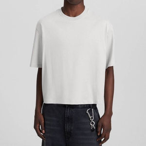 Streetwear Boxy fit Custom Logo 280GSM camiseta Heavyweight recortada camiseta gráfica 100% algodón Oversized Boxy Fit camiseta para hombres - Product Image 1