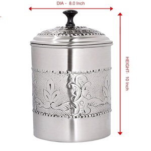 Contenedor de Almacenamiento Decorativo de Acero Inoxidable con Relieve Floral para Hogar, Hotel, Camping, etc. - Product Image 6