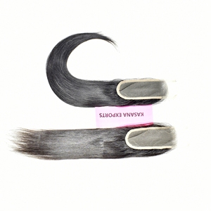 Extensions de cheveux humains vietnamiennes 2*6 Closure, non traitées, cuticules alignées, couleur naturelle noire, pour femmes, double trame machine. - Product Image 3