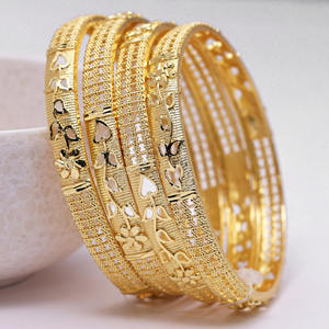 Brazaletes indios chapados en oro con tinte al por mayor, brazaletes de oro tradicionales, brazaletes de Pulseras de Moda, brazaletes rellenos de oro de latón, joyería - Product Image 1