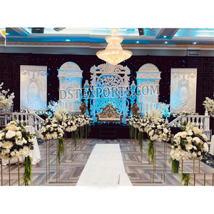 Cadres en fibre de luxe pour les mariages sud-asiatiques thème élégant décors en FRP pour les mariages murs arrière en fibre de scène de mariage de rêve - Product Image 1