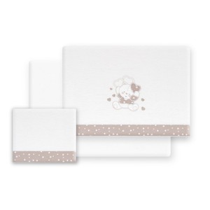 Juego de Ropa de Cama de Franela con Diseño de Osos y Corazones, 3 Piezas, para Cuna, con Patrón de Personajes Tejidos - Product Image 1