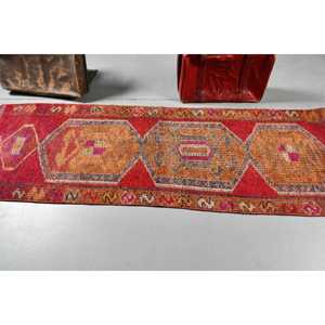 2.9x8.1 ft Vintage <b>Runner</b> Rug, Turkish <b>Red</b> Southwestern Rug - Product Image 3