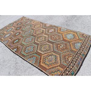 Turkish Large Rug, 5.2x10.4 ft Vintage Rug, <b>Brown</b> Kilim <b>Wool</b> Rug - Product Image 4