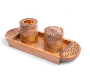 Quemador de incienso de madera de mango de lujo Impreso a mano Bakhoor Mubakhara para uso doméstico y religioso Estilo de dama impreso - Product Image 2