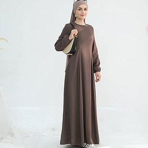 Robe musulmane Abaya pour femmes Slim Fit Maxi Modest Eid Outfit Lightweight Islamic Travel Dress Long Sleeve Abayas Thobe Ramadan - Product Image 4