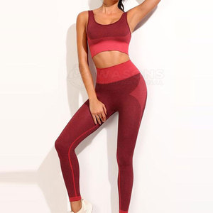 Active Wear Women's <b>Yoga</b> <b>Set</b> Solid Front Logo Breathable Seamless Fitness Wear High Quality 2-Piece <b>Set</b> - Product Image 4