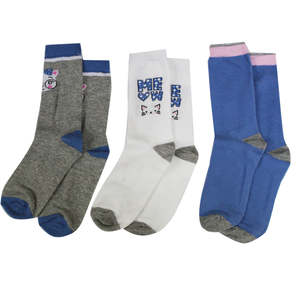 Chaussettes Fantaisie pour Filles, Lot de 3, Respirantes, en Spandex et Nylon, Style Décontracté et Sportif, Longueur Ras du Cou, avec Imprimé Dessin Animé et Logo Tissé sur le Corps, Usage Quotidien - Product Image 1