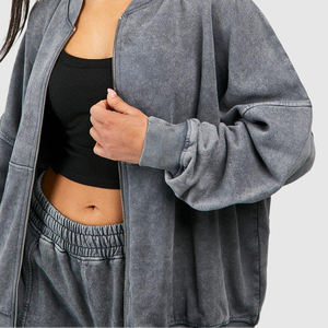 Surdimensionné Street Wear femmes lavage à l'acide récolte sweats à capuche et pantalons survêtements ensemble goutte épaule coupe ample femmes lavé à l'acide survêtements - Product Image 5