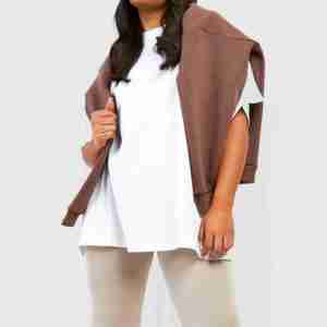 T-shirts amples et longs en coton 100% pour femmes, style streetwear, épaules tombantes, respirants, unis, pour filles - Product Image 6