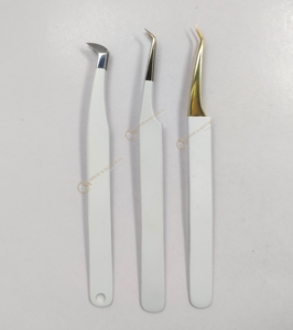 แหนบสแตนเลสปลายเรียวยาว90องศาอุปกรณ์ติดขนตาปลอมแบบโค้งมนปรับแต่งได้ - Product Image 6