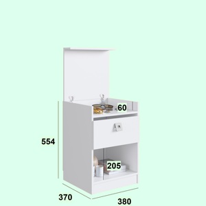 Table de chevet moderne LOCK à 1 tiroir, mobilier de chambre à coucher, bois blanc, design brésilien, montage facile - Product Image 2