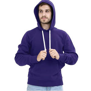 Dark <b>Purple</b> Color <b>Men</b> Pullover Regular Fit Hoodie Fleece Cotton Classic Quality Heavyweight Winter Streetwear Hot Sale Hoodies - Product Image 2