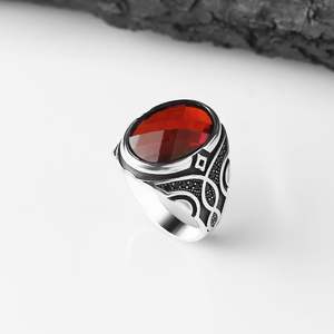 Anillo Turco Azuris de Plata de Ley 925 para Hombre, Estilo Otomano, Joyería de Moda con Piedra Natural de Color Negro VALKH1420 - Product Image 1