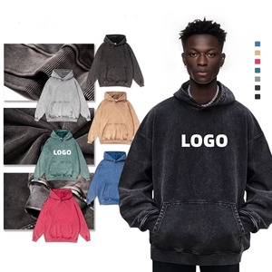 เสื้อฮู้ด500GSM สุดหรูสำหรับผู้ชายเสื้อฮู้ดฟอกสีกรดผ้าพัฟฟ์มีฮู้ดผ้าซักได้สำหรับผู้ชาย - Product Image 6