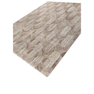 พรมขนสัตว์ผสมวิสโคสถักมือ รุ่น Tra-15076 สีเบจ-น้ำตาล ลายเรขาคณิต สำหรับบ้าน รูปทรงสี่เหลี่ยมผืนผ้า ลายทาง สำหรับห้องนั่งเล่นและทางเดิน - Product Image 2