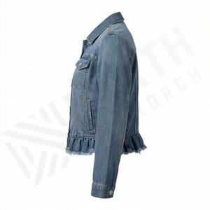 Chaqueta Vaquera Larga Elástica para Mujer, Hecha a Medida al por Mayor, con Botones, Impermeable, de Algodón, Lisa, Ropa de Abrigo de Moda Femenina - Product Image 3