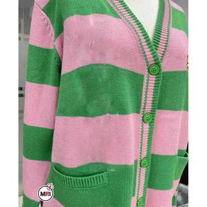 Breathable Customized AKA <b>Women</b> Sweater Sorer pink and Green Solid Colors <b>Cardigan</b> Sustainable Knitwear - Product Image 2
