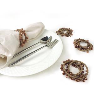 Anillo de Servilleta de Yute Hecho a Mano con Cuentas para un Elegante Diseño de Mesa, Decoración del Hogar, Cocina y Recepción de Invitados, de la India - Product Image 3