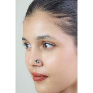 Pendientes de Clip con Flor Tribal Nazakat de Plata 925 con Circonita para Regalo - Product Image 3