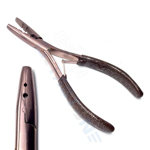 Pince à extensions de cheveux multifonctionnelle à 2 trous en acier inoxydable rose doré durable |   Pince à sertir pour extensions de cheveux à la kératine - Product Image 4