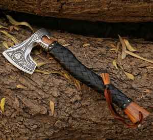 Hacha de Acero con Alto Contenido de Carbono, Venta al por Mayor, Hacha Vikinga de Grado Industrial Premium, con Funda de Cuero Fino - Product Image 3