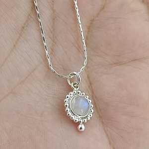 Navya Craft Women's Boho 925 Sterling <b>Silver</b> <b>Necklace</b> with Rainbow Moonstone Birthday Anniversary Wedding Marriage Gift for Wife - Product Image 5